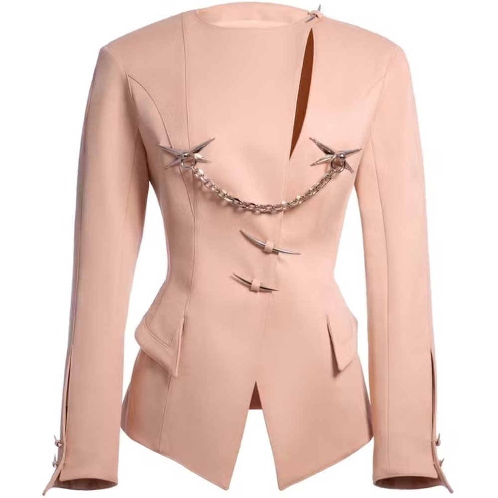 H&M x Thierry Mugler Pink Blazer with Tailored Fit and Peplum Waist NWT